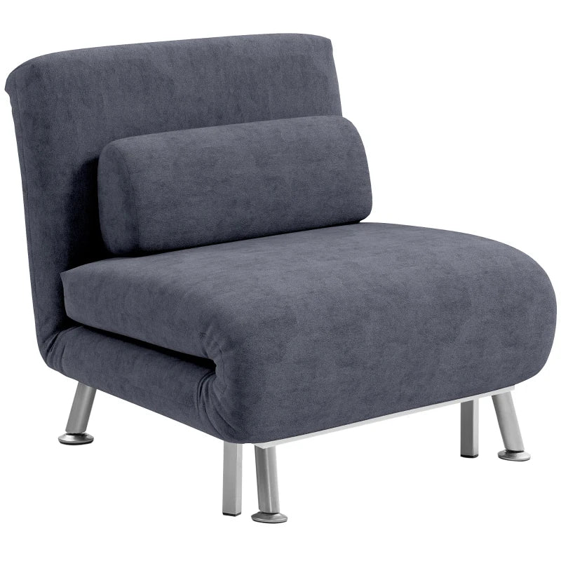 Charcoal Grey Velvet-Feel Sleeper Chair for Stylish and Comfortable Seating Solutions