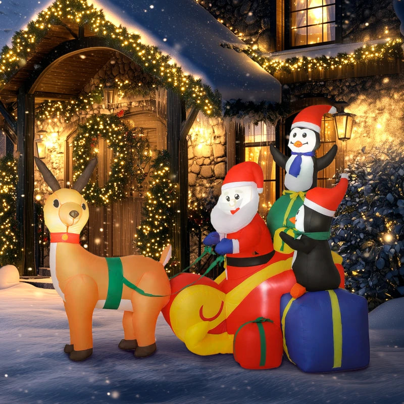 6ft Inflatable Santa Sleigh Decoration with Accessories - Perfect Holiday Outdoor Christmas Yard Decor
