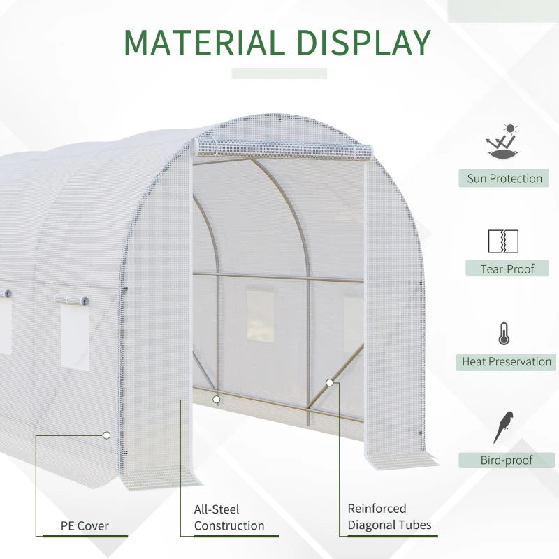 Green Walk-in Garden Greenhouse with Mesh Windows, 3.5 x 2 x 2 m