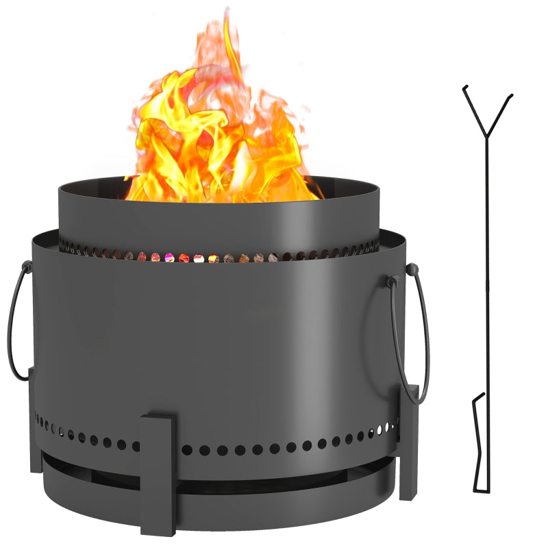 Portable Smokeless Fire Pit with Ash Catcher, 37cm Wood Burning Firepit for Garden Camping