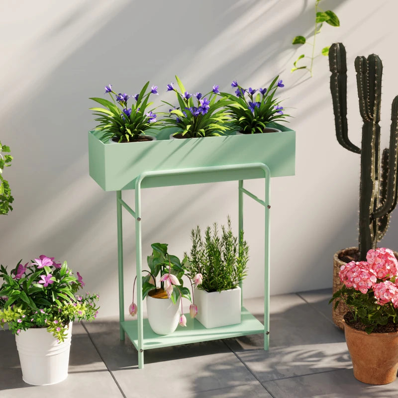 outdoor plant shelves and racks uk 2 Tier Metal Plant Stand