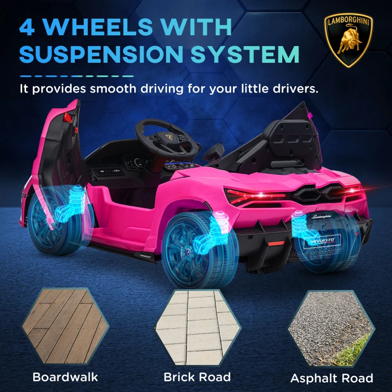 Licensed 12V Lamborghini Revuelto Ride On Car with Butterfly Doors and Remote Control Pink