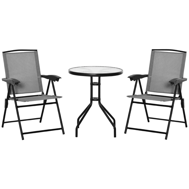 3 Piece Rattan Bistro Set - 2 Folding Chairs & 1 Table