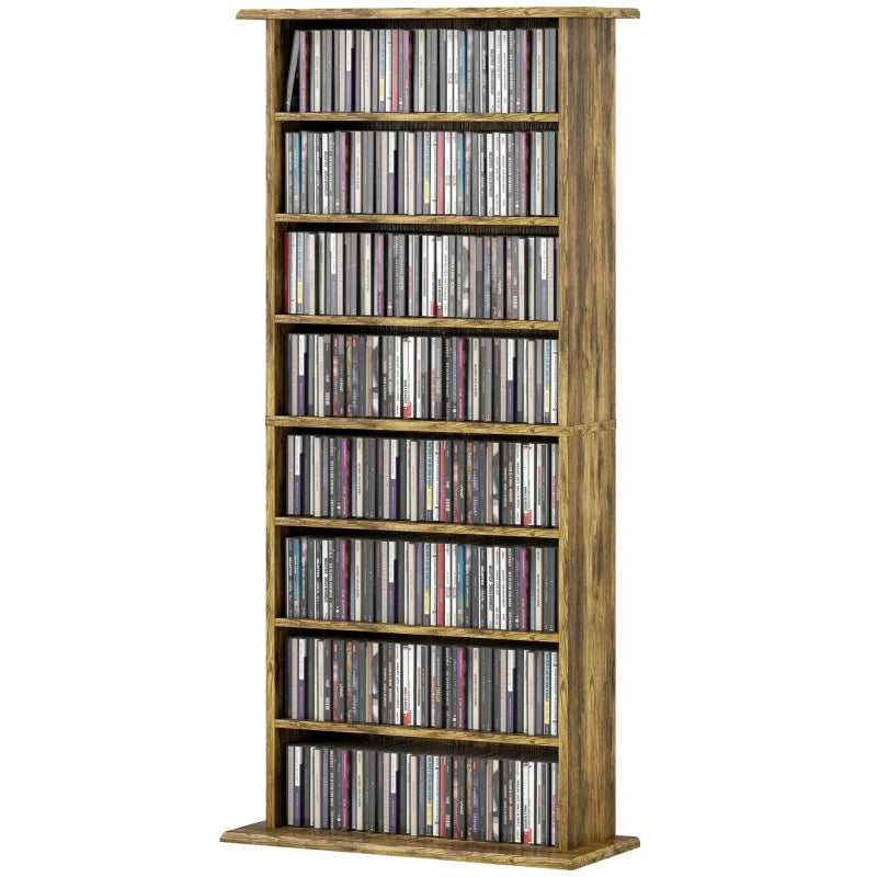Rustic Brown 360 CD Storage Unit - Stylish Media Organizer for CDs, DVDs, and Games - Space-Saving Design