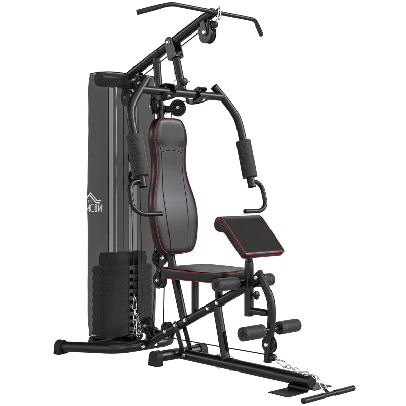 Multifunctional Home Gym Equipment Workout Station with Chest Press Butterfly Press and Leg Developer 45kg Weight Stack Full Body Fitness Machine