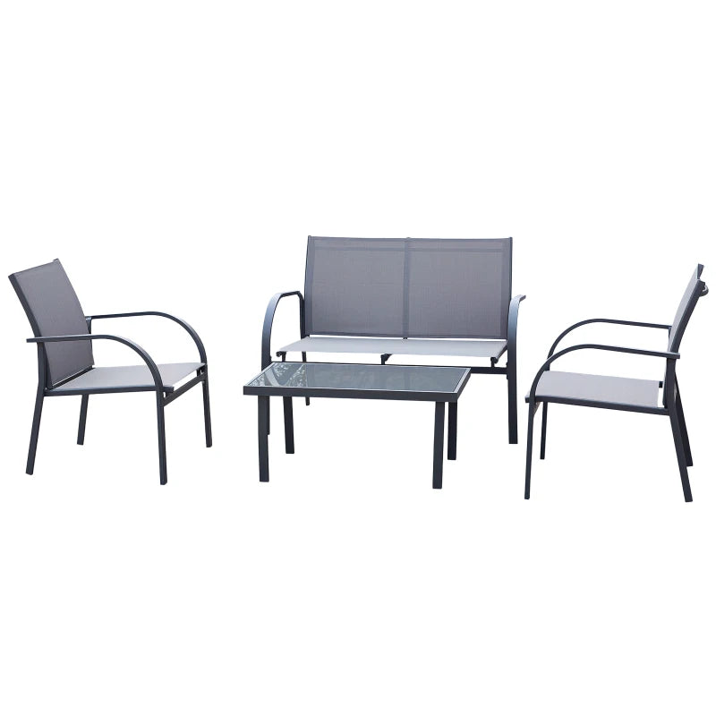 Four-Piece Minimalist Garden Patio Set in Stylish Grey for Outdoor Relaxation