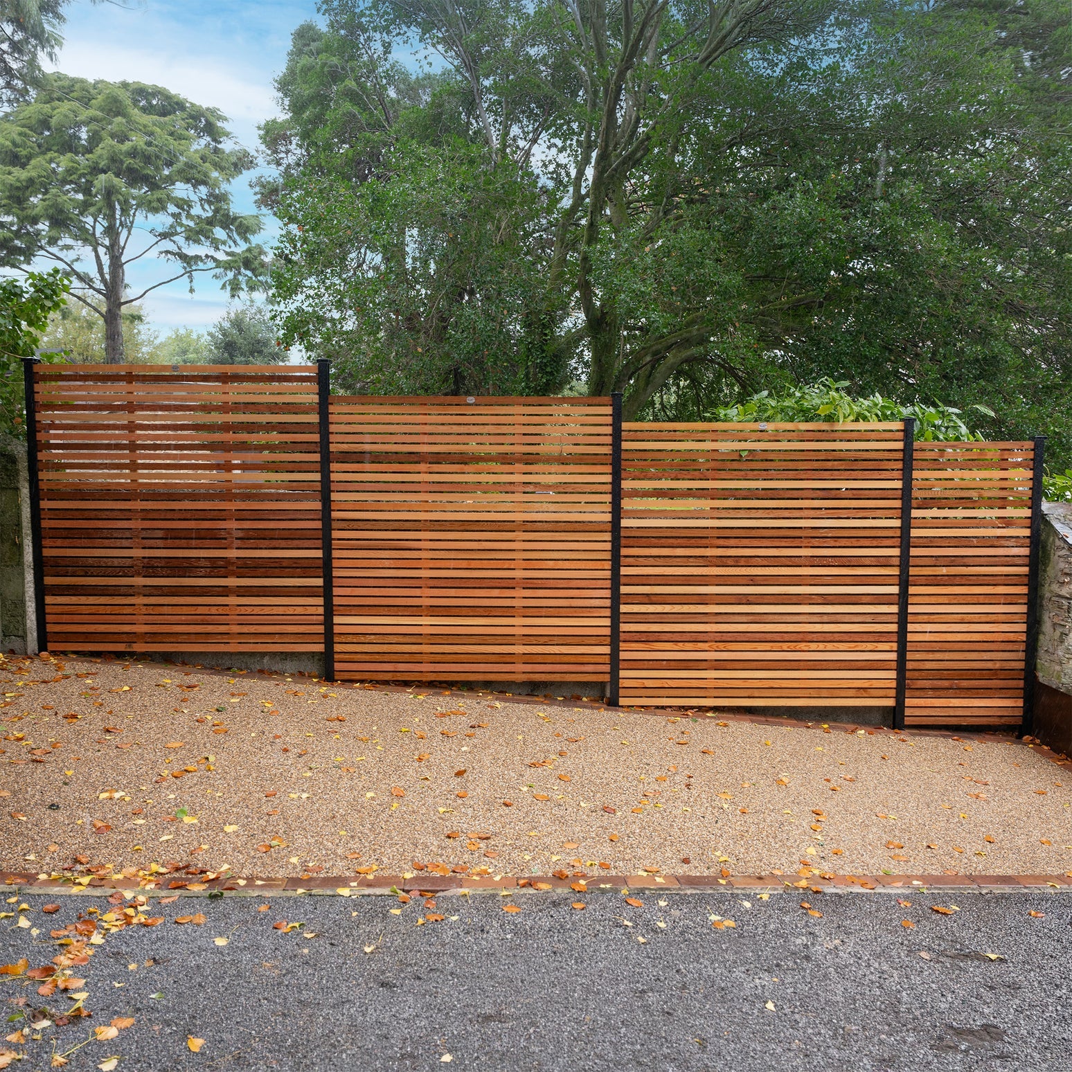 Canadian Cedar Slatted Fence Panels – Modern Timber Garden Screening and Fencing Panels