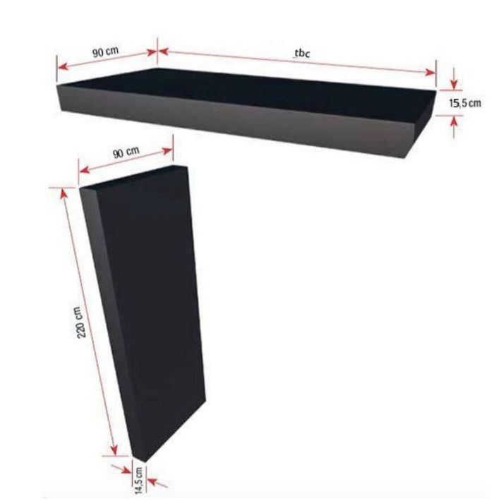 BS300 Aluminium Canopy 300cm x 90cm With LED Strip & Side Panel - RAL 9005 Matte