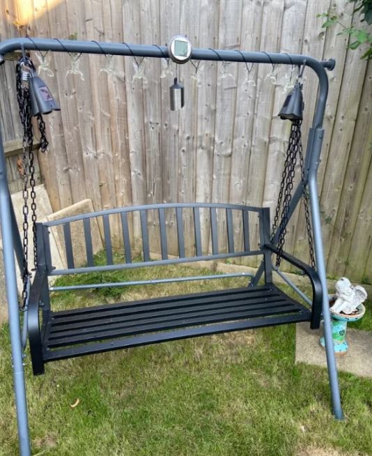 Black Metal 2 Seater Swing Bench