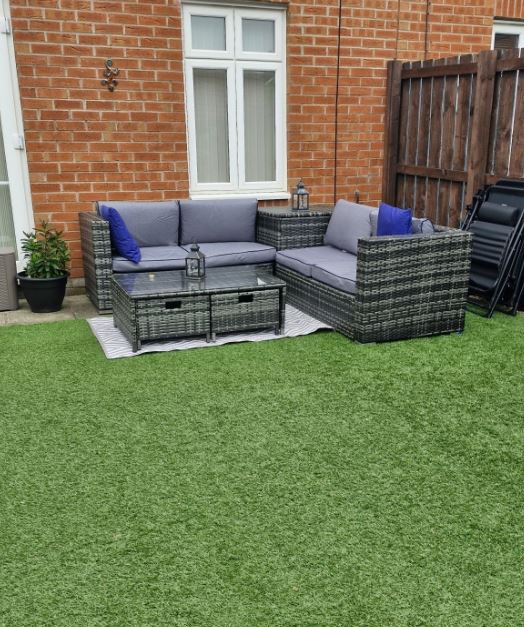 Grey 4 Seater Rattan Sofa With Cushions