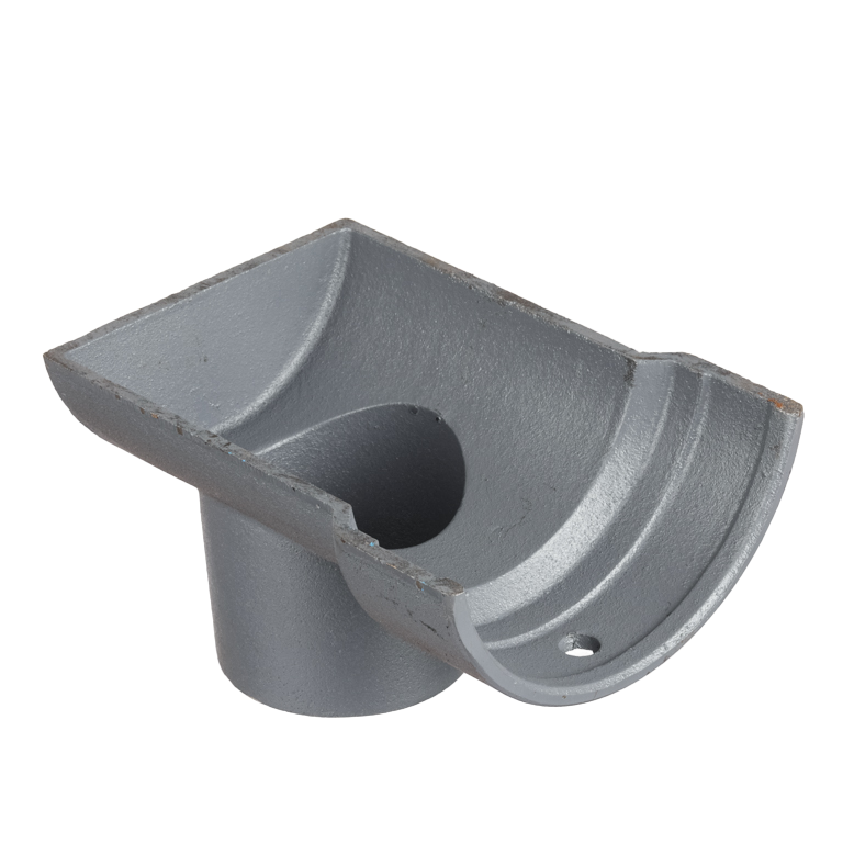 Cast Iron 5" Plain Half Round Gutter Dropend Outlet 3" External Primed