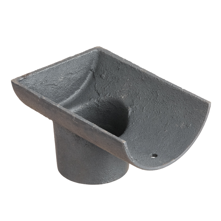 Cast Iron 4.5" Plain Half Round Gutter Dropend Outlet 2.5" Internal Primed