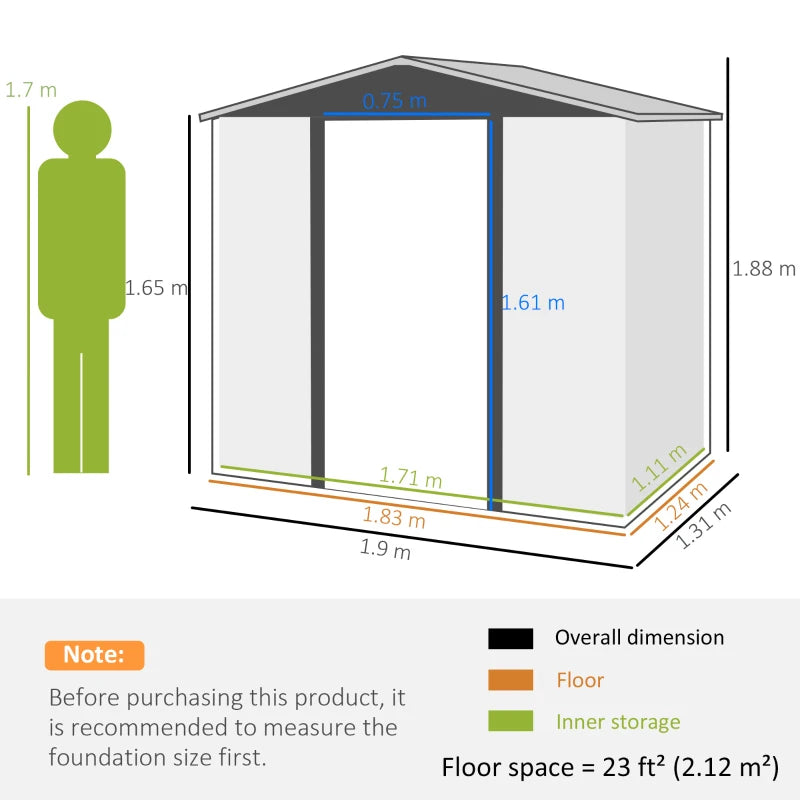 Oak 4ft x 6ft Galvanised Steel Garden Shed with Lock