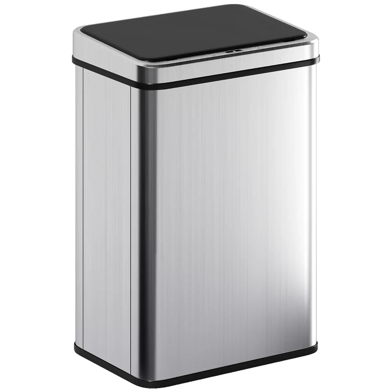 40L Touchless Sensor Bin with Soft-Close Lid - Fingerprint Resistant Stainless Steel Trash Can for Kitchen, Office & Gym - Silver