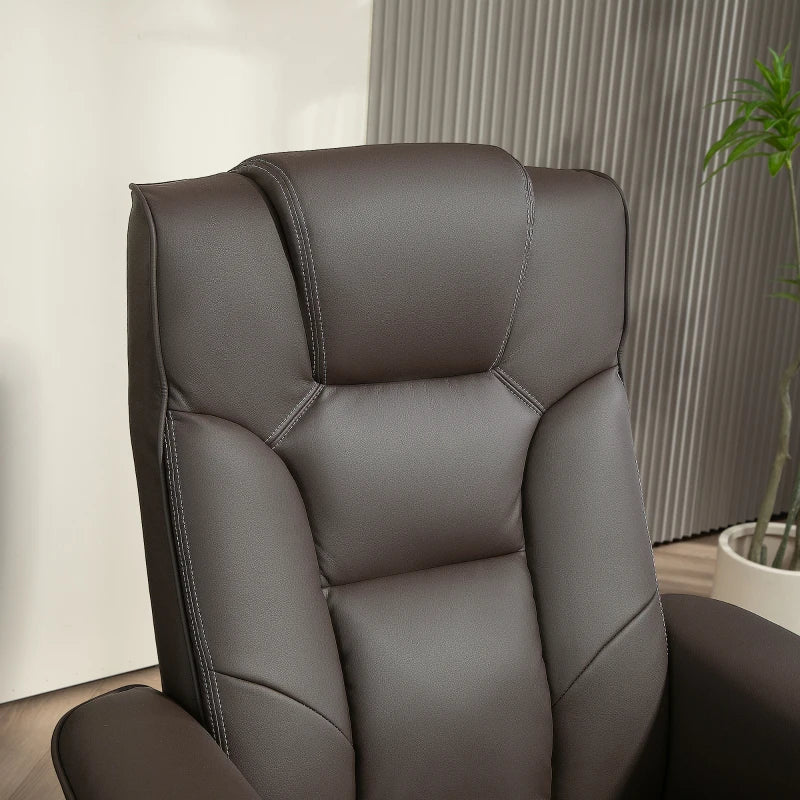 Brown Faux Leather Manual Recliner and Footstool Set for Ultimate Comfort and Relaxation