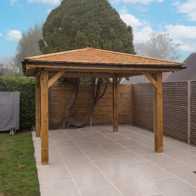 Ruby Wooden 4 Pitch Gazebo with Cedar Shingle Roof – Classic Garden Shelter