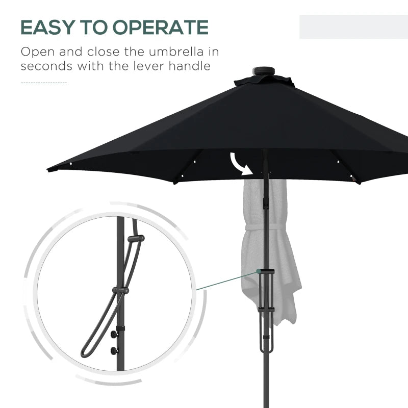 Black Cantilever Umbrella parasol with Solar LEDs