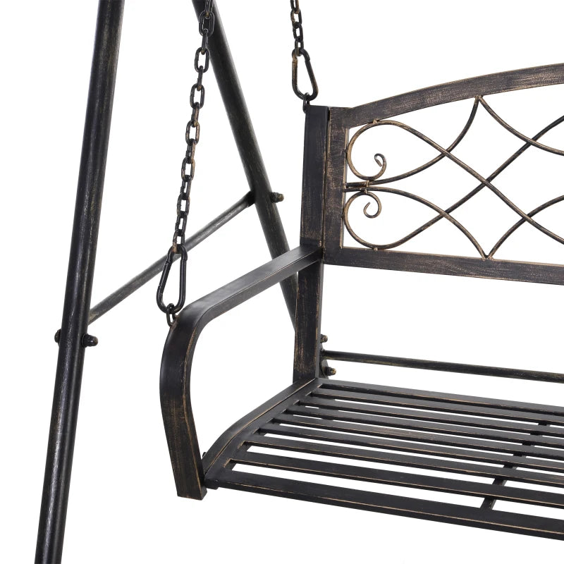 Patterned Black Metal Swing Chair