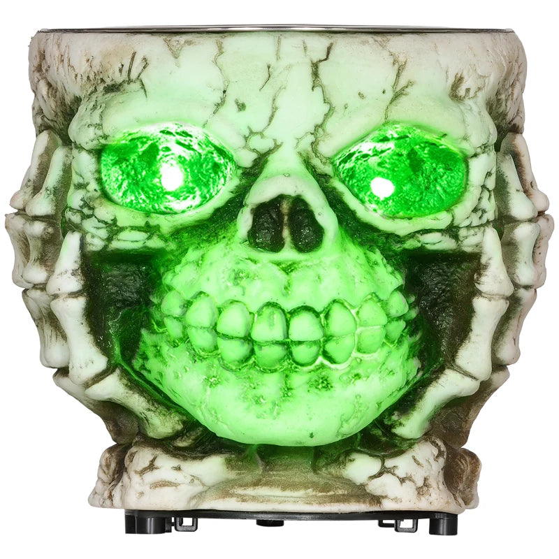 14cm Skeleton Candy Bowl - Light Up Eyes & Sound Effects - Halloween Outdoor Decoration & Prop for Haunted House