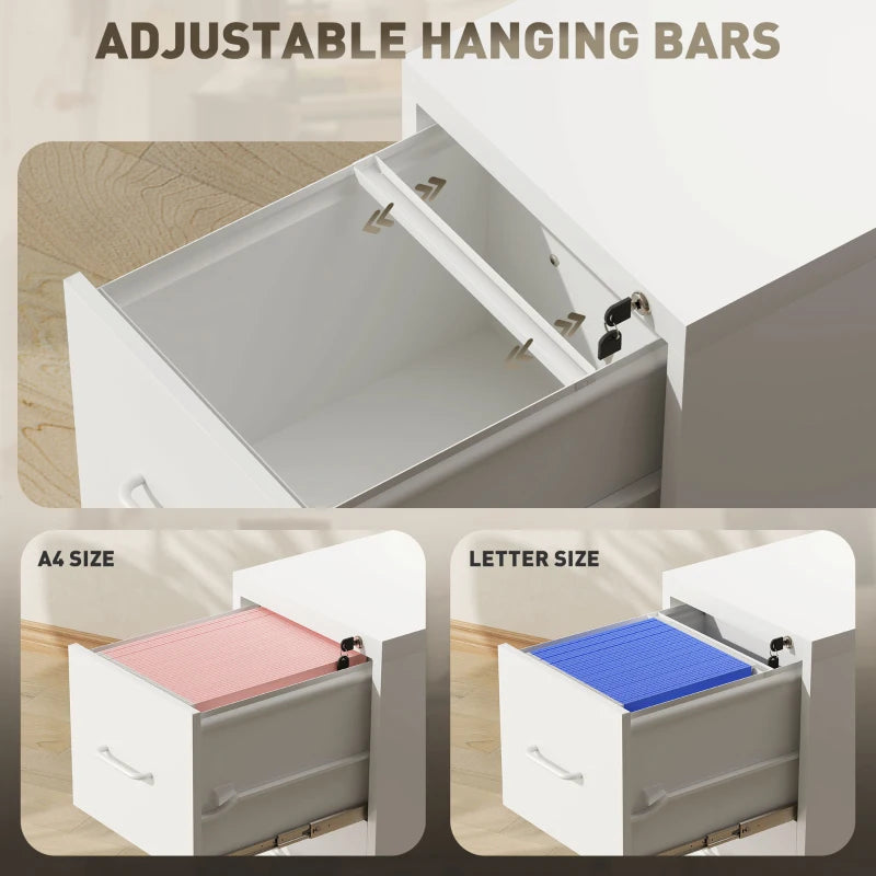 Modern White Four-Drawer Steel Filing Cabinet - Durable Office Storage Solution for Organizing Documents and Files