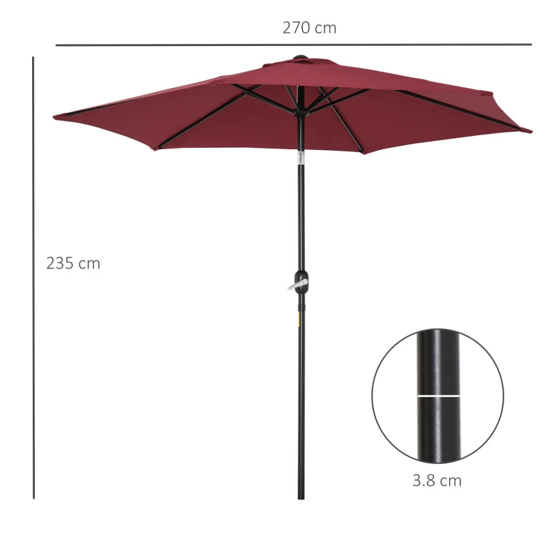 Red 2.7M Tilt Crank Garden Parasol Umbrella