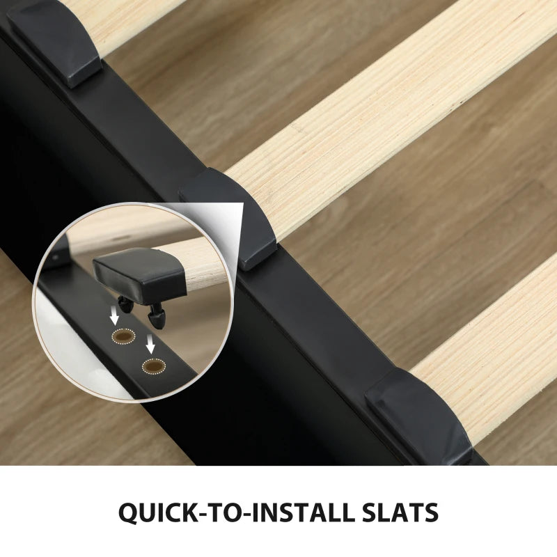 Stylish King Size Black Ottoman Bed Frame with Front Drawer - Space-Saving Storage Solution for Modern Bedrooms