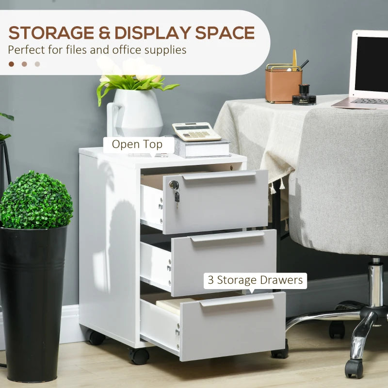 Secure Three-Drawer Locking Filing Cabinet in Stylish Grey and White - Perfect for Home or Office Organization