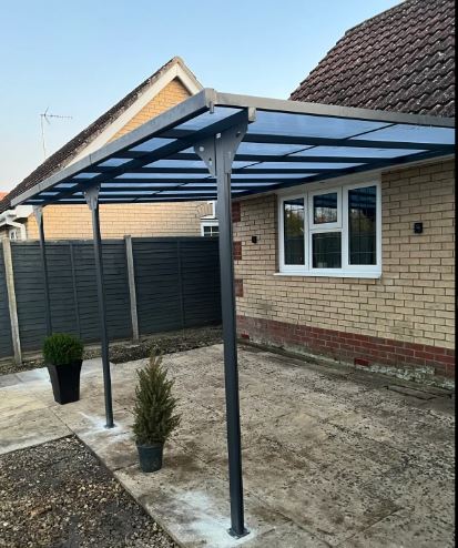 Aluminum Post Outdoor Patio Pergola, 4.35 x 3 m, PC Roof, Grey