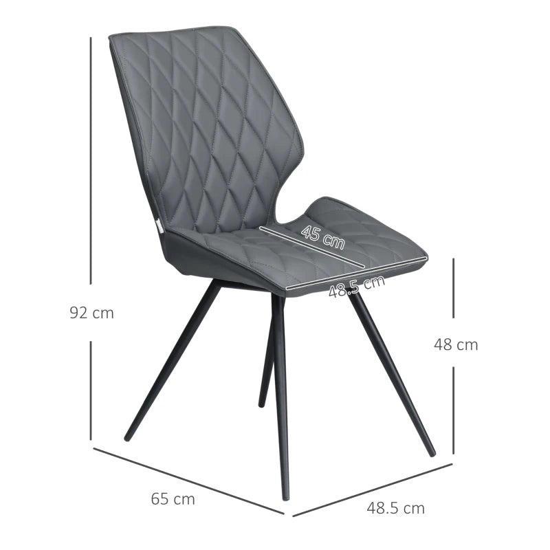 Set of 4 Grey PU Leather Dining Chairs with Metal Legs - Stylish Kitchen Seating for Modern Homes