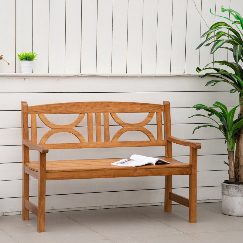 Natural Wood 2-Seater Outdoor Patio Bench