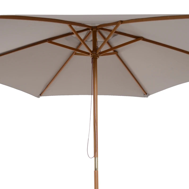 Grey 2.5m Wooden Garden Parasol Sun Shade