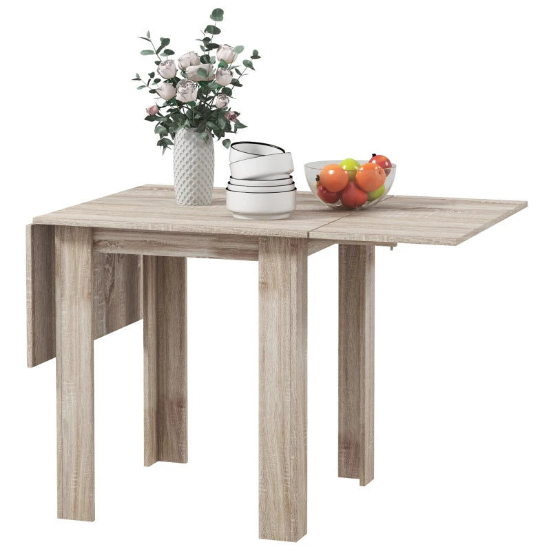 Stylish Four-Seater Drop Leaf Dining Table - Elegant Wood Effect Design for Space-Saving Dining Solutions