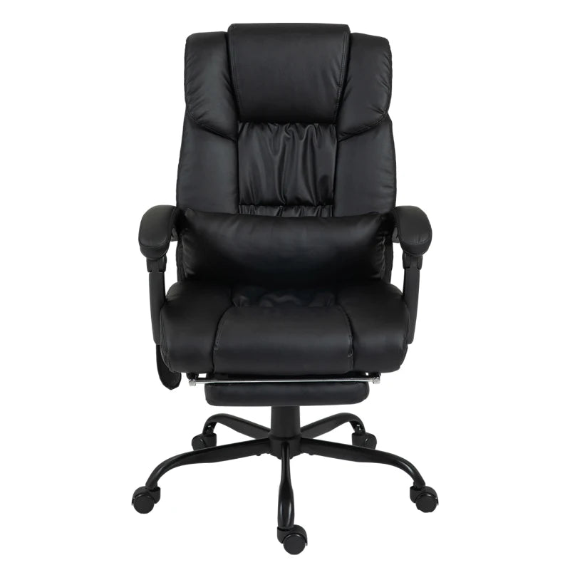 Vinsetto 6-Point Massage Office Chair PU Leather Ergonomic Desk Chair with Adjustable Height and Footrest for Home Office Black