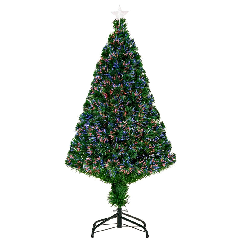 4FT Pre-Lit Fibre Optic Christmas Tree with Multi-Colour Lights & Tree Topper - Perfect Holiday Décor for Xmas