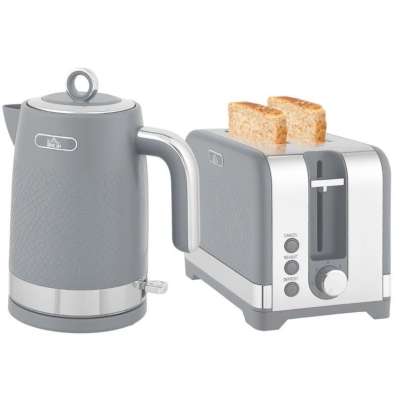 Sleek Grey Textured Kettle and Toaster Set - Modern Kitchen Appliances for Stylish Home Decor