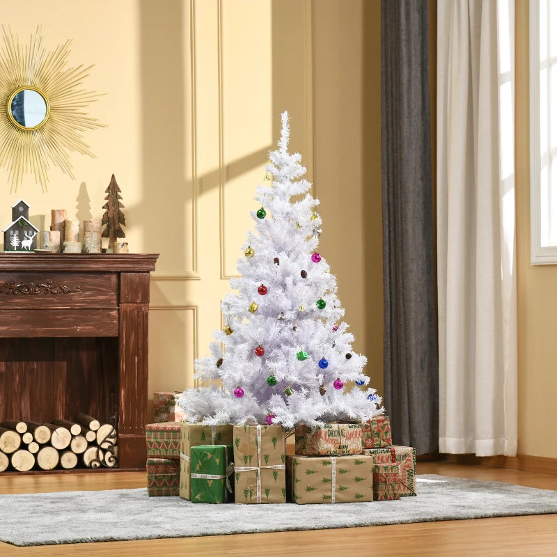 Elegant 5ft White Snow Artificial Christmas Tree with Metal Stand - Seasonal Home Decorations for Holiday Cheer
