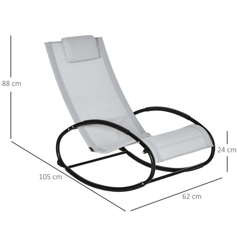 Grey Outdoor Rocking Sun Lounger with Pillow
