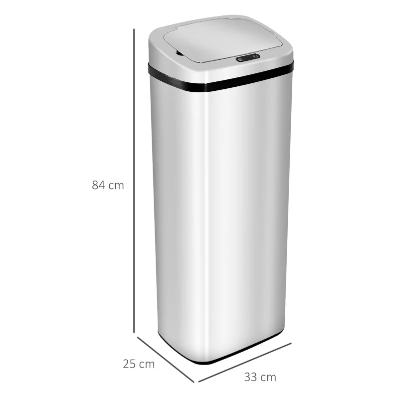 50L Infrared Touchless Automatic Motion Sensor Trash Can - Stainless Steel Dustbin for Home & Office Use