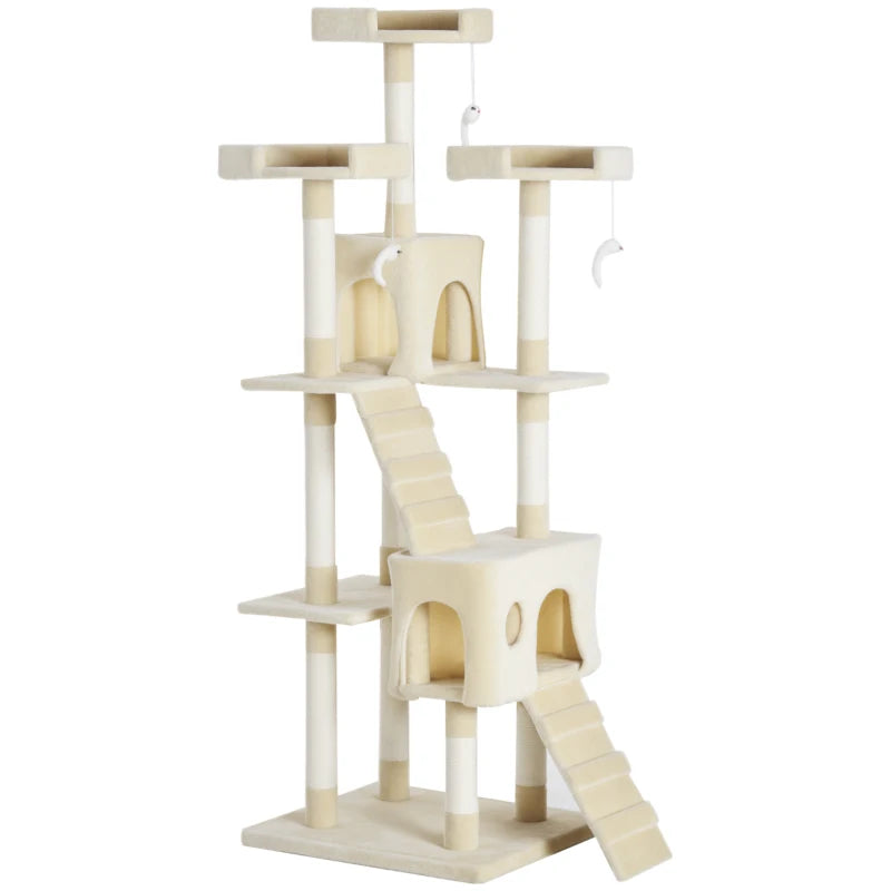 Deluxe Cat Tree for Indoor Cats - 181 cm Play Tower & Activity Center with Scratch Post & Climbing Features
