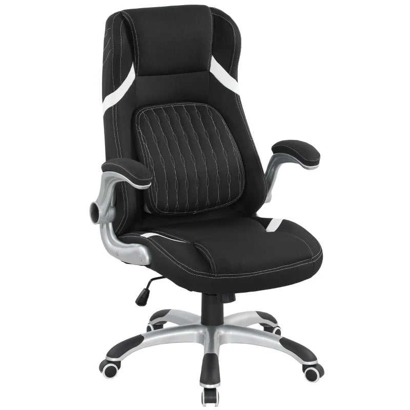 Vinsetto Adjustable Height Linen-Look Office Chair - Stylish Black Ergonomic Design for Home & Office Comfort