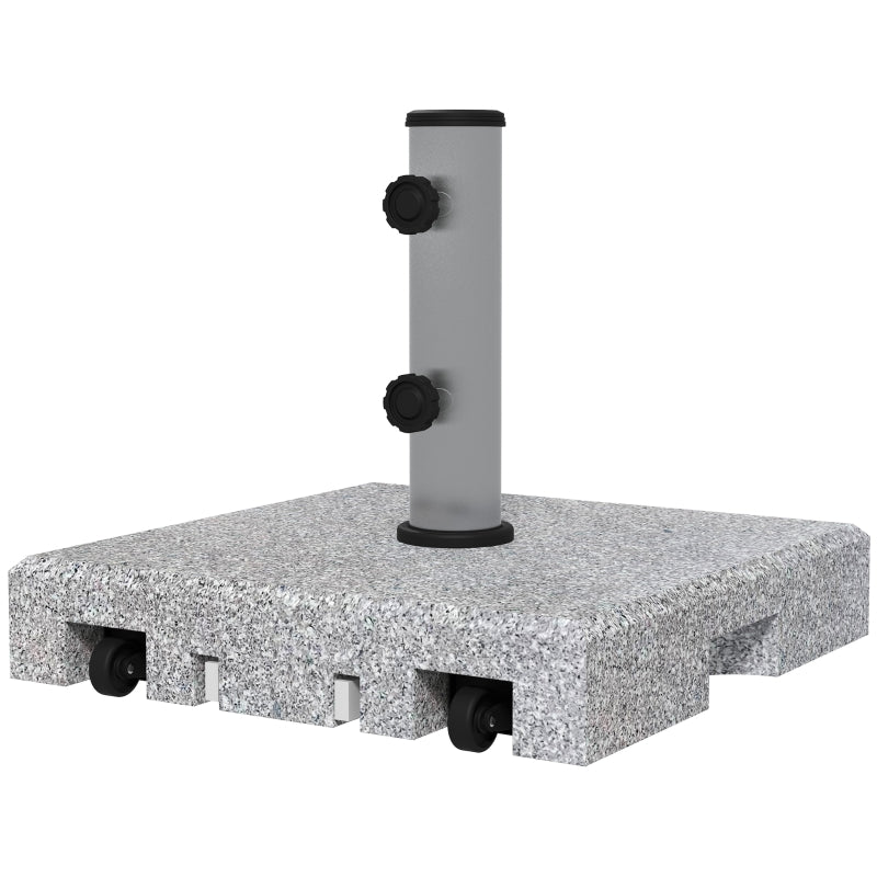 Grey Granite Umbrella Base with Wheels - 28kg Heavy Duty Stand