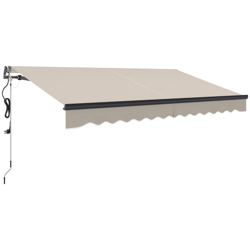 3.5m x 3m Beige Electric or Manual Awning with Remote Control - Retractable Patio Sun Shade