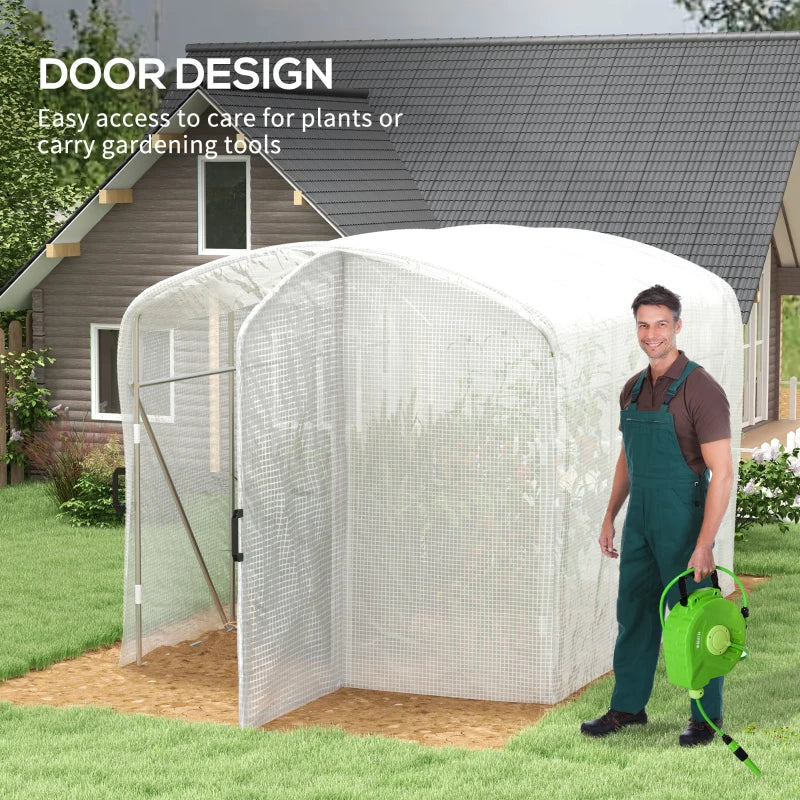 Greenhouse Walk-in Grow House with UV-Resistant Cover, White, 2x2x2m