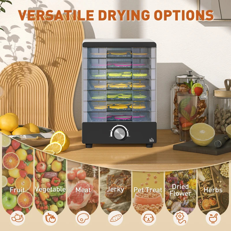 Premium Seven Tray Food Dehydrator - Adjustable 40-70°C Temperature Control - Compact White Design for Healthy Snacks