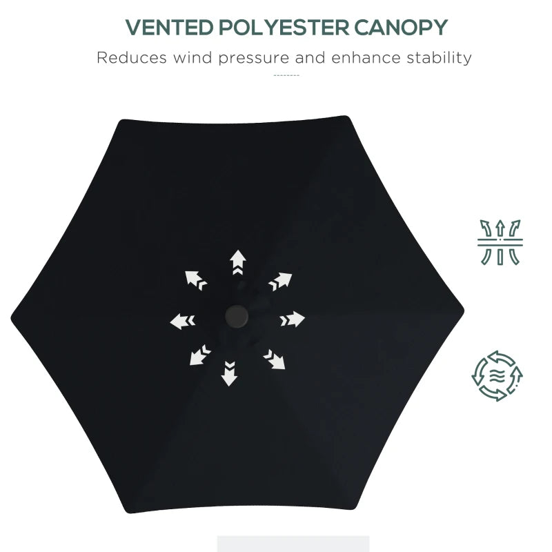 Black Cantilever Umbrella parasol with Solar LEDs