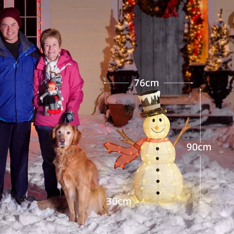 3ft 78 LED Light Outdoor Snowman Decoration with Accessories - Perfect Holiday Yard Decor for Christmas