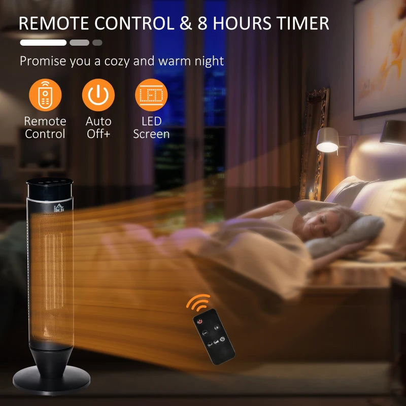 Portable 21 Inch Ceramic Electric Space Heater with 1000W 2000W Power and Timer