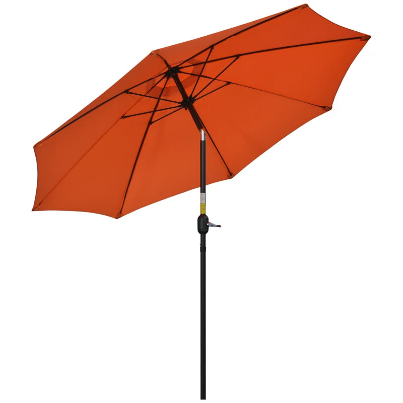 Orange 2.6M Patio Sun Umbrella with Tilt Shade and Crank