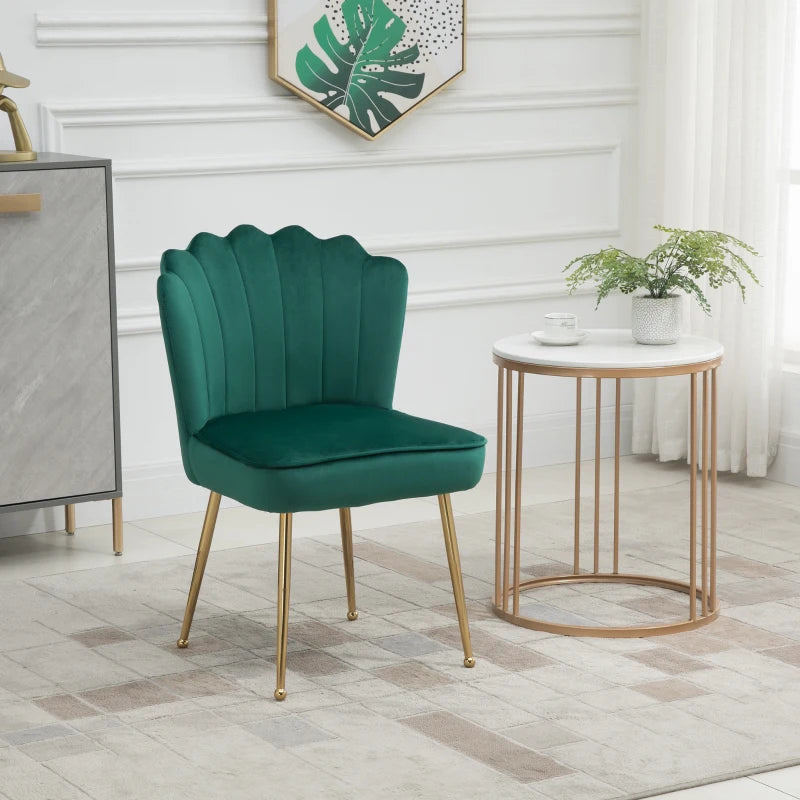 Velvet-Feel Green Shell Accent Chair for Stylish Living Room Decor