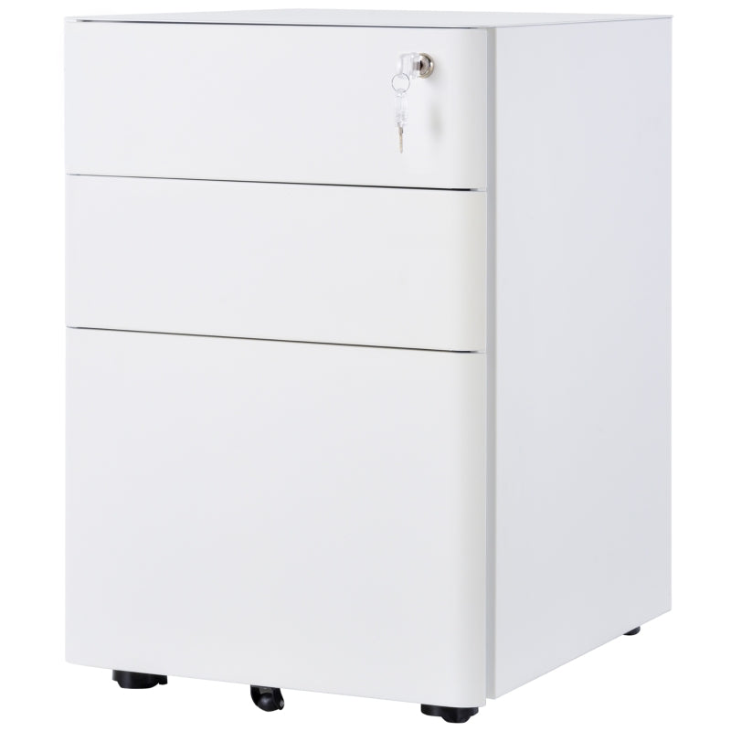 Lockable Rolling Filing Cabinet with 3 Drawers Steel Office Storage Unit for A4 Letter Legal Files